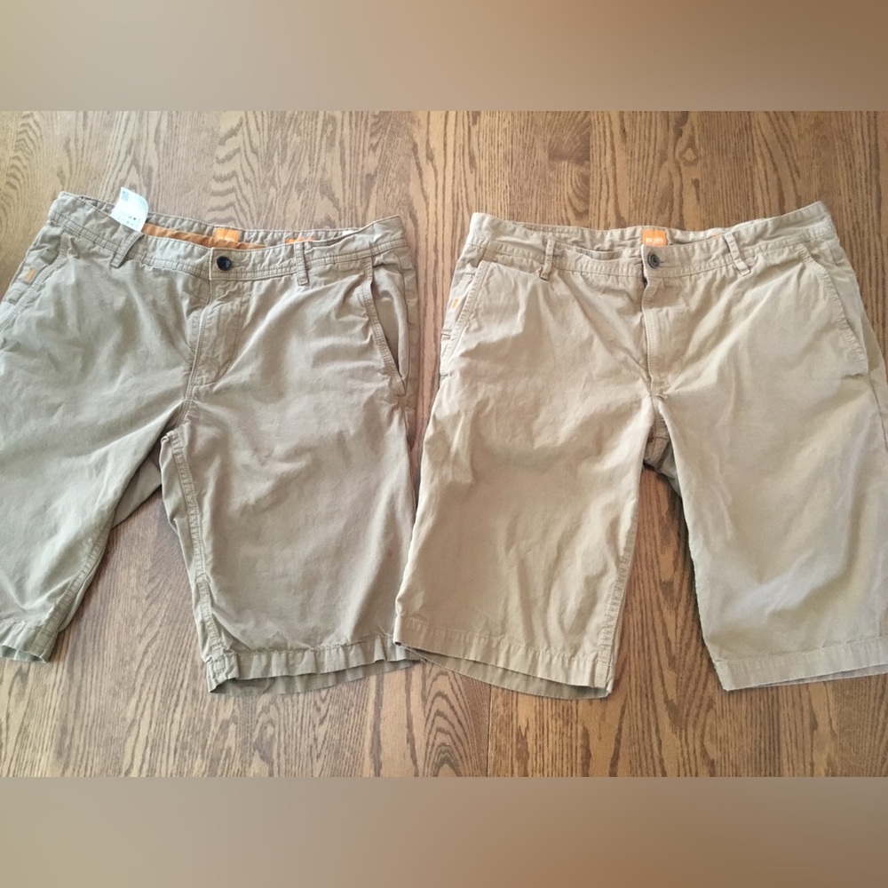 Boss Orange Men's Khaki Flat-Front Shorts, 2 Pair, Size 34